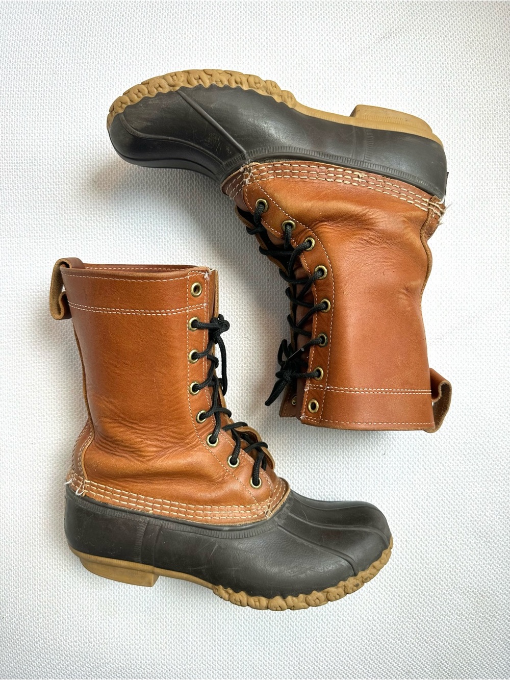 Vintage LL Bean Duck Boots 8" Mens Size 10 W Leather VTG Made in USA Maine